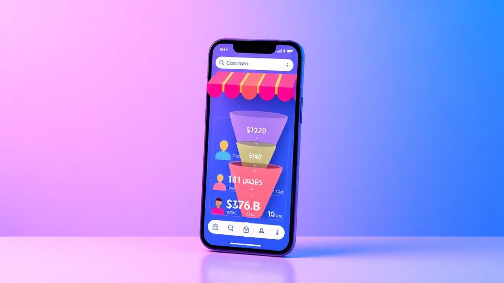 Funil de conversão de e-commerce mostrando jornada do cliente desde visitante até comprador