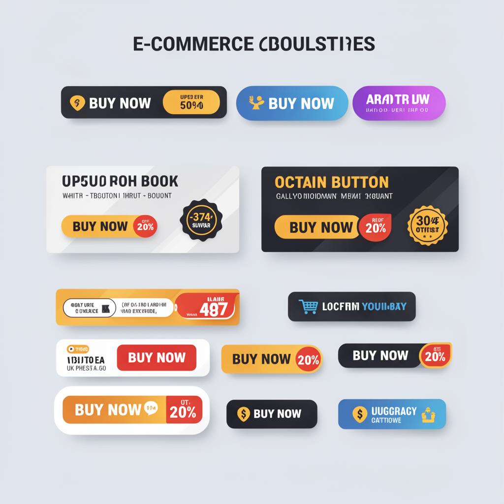 Coleção de botões e banners de call-to-action de e-commerce com diferentes estilos e mensagens de urgência