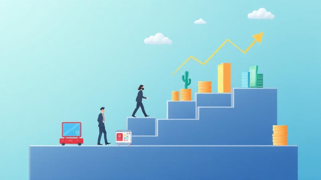 Escala de crescimento de e-commerce mostrando etapas de faturamento com marcos de receita