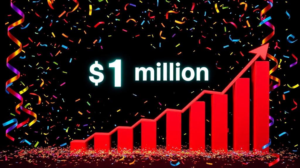 Marco de faturamento de R$1 milhão em vendas com gráfico de crescimento exponencial