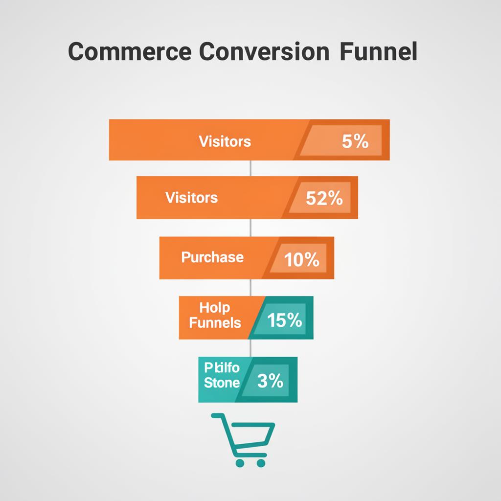 Infográfico de funil de conversão de e-commerce mostrando as etapas de visitante até compra